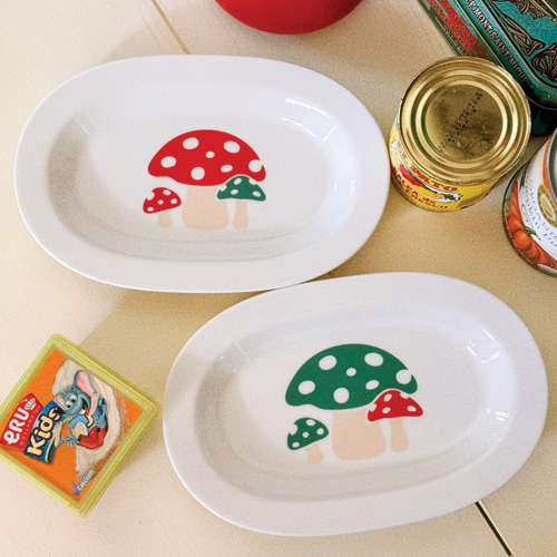 커먼키친 [Mushroom mini] 레트로 머쉬룸 미니 오벌 플레이트 (2color)